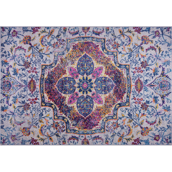 Bungalow Rose Santafe Performance Blue/Brown/Yellow Rug Wayfair